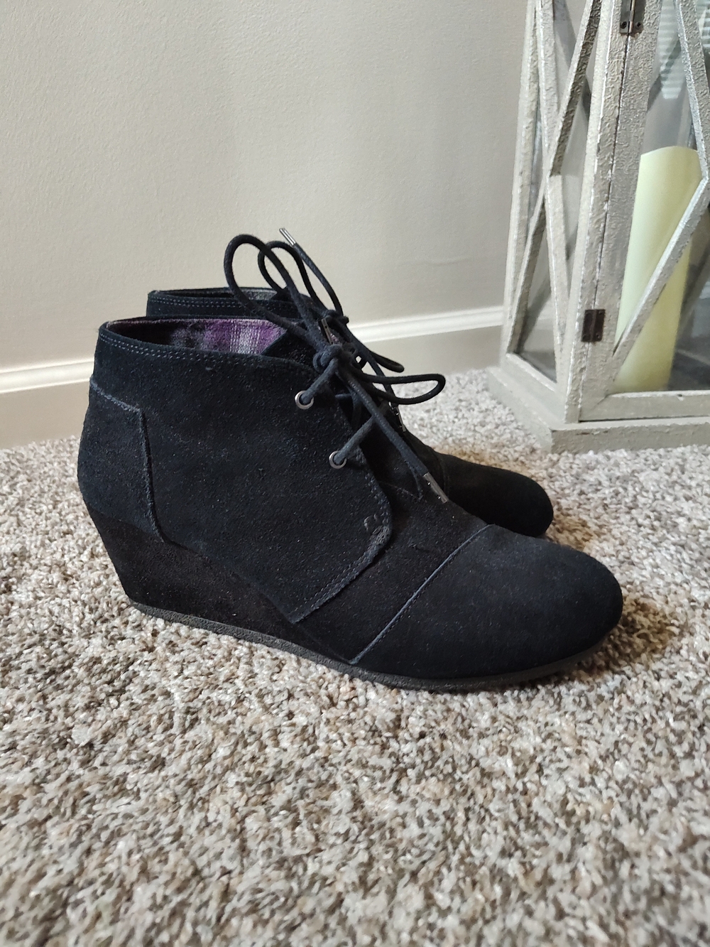 BOBS from Skechers Black Suede Wedge Ankle Boots
